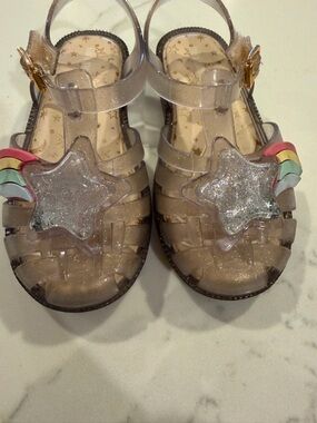 Mini Melissa Glitter Star Jelly Sandals with Rainbow Accent